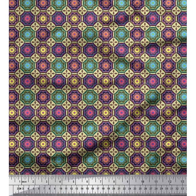 Soimoi Rayon Fabric Floral Mandala Printed Craft Fabric by The Yard 42 Inch Wide