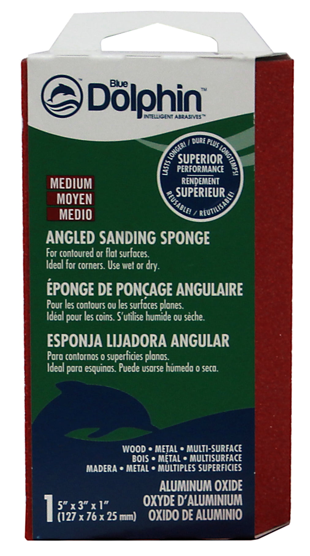 Éponge de ponçage double angulaire moyeN (5po x 3po) 1po Épaisseur de Blue Dolphin