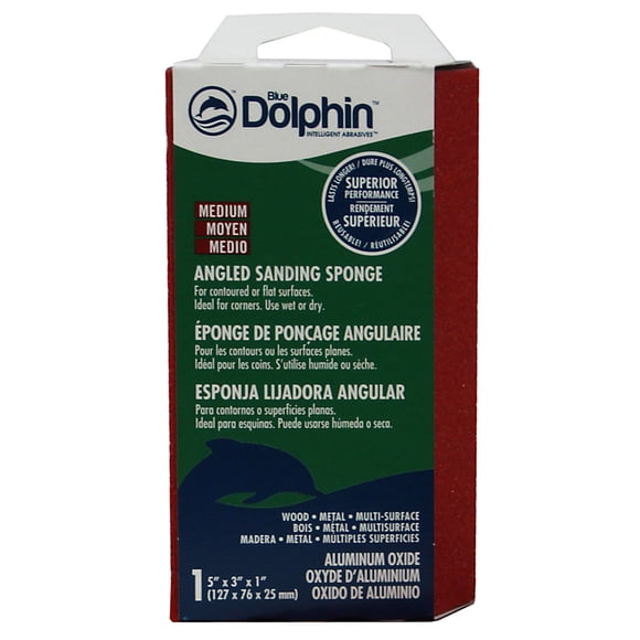Blue Dolphin Dual Angled Sanding Sponge Medium (5" x 3") 1" Thickness