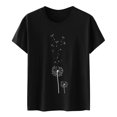 thumbnail image 4 of T-shirts à Motif Imprimé Pissenlit pour Femmes en Spandex à Col Rond à Manches Courtes T-Shirts pour Femmes T-Shirt Haut, 4 of 4