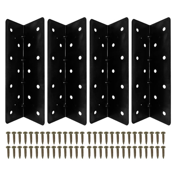 Heavy-Duty Metal Brackets 90-Degree Angle Iron Corner Support 4-Pack Thickened Steel with Pre-Drilled Holes for Reinforcing Furniture, Stalls, and Bed Frames, Prevents Wobbling and Extends Hzhnb