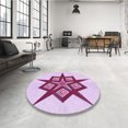 thumbnail image 4 of Ahgly Company Tapis Rond Lavable en Machine Intérieur Transitionnel Magenta Rose, 7 Pieds Rond, 4 of 7