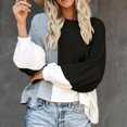 thumbnail image 2 of Rbaofujie Chandails à Col Rond pour Femmes, Mode, Coupe Ample, Couleurs Unies, Chandail à Manches Longues, Col Rond, Haut, Tunique Noire, Chandails à Capuchon pour Femmes, 2 of 3