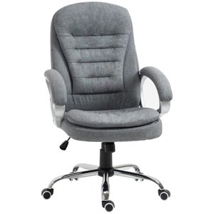 Vinsetto chaise de bureau haut de page à domicile chaise d'ordinateur avec hauteur réglable, accoudoir rembourré épais et accoudoirs - gris