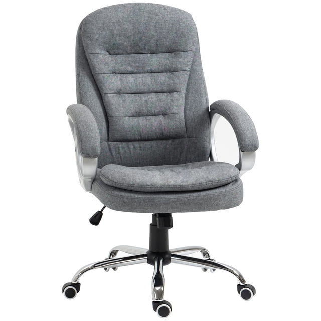 Vinsetto chaise de bureau haut de page à domicile chaise d'ordinateur avec hauteur réglable, accoudoir rembourré épais et accoudoirs - gris