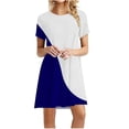 thumbnail image 1 of Womens Summer Plus Size Dresses Casual Color Block Patchwork Print Mini Sundress Tunic Round Neck Short Sleeve Dress, 1 of 5