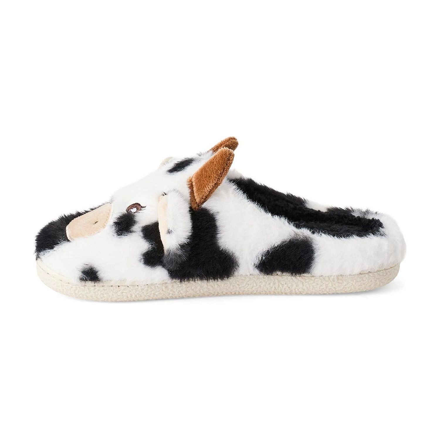 Pantoufles en peluche à motif de vache George pour femmes