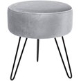 thumbnail image 1 of ® Velvet Footrest Stool, Round Mid-Century Modern Luxe Velvet Ottoman, Footstool Side Table, Removable Metal Leg Design (Gray), 1 of 5