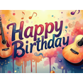 thumbnail image 3 of Musical Theme Happy Birthday Banner with Guitar and Notes Decorations Background Backdrop for Birthday Party Photography Props and Party Decor Supplies, 3 of 3