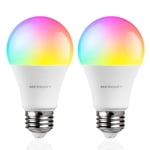 Merkury Smart LED Ampoule - 9W (60W Eqv) RGBW Dimmable A19 Lumière, E26 Base (2-pack)