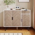 thumbnail image 2 of Armoire de Rangement Moderne, Buffet Blanc Fini Bois avec Tiroir et Tablettes à Hauteur Réglable (35,5 L x 11,5 L x 28,5 H), 2 of 23