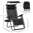 thumbnail image 3 of Outsunny Foldable Lounge Chair with Canopy Shade, Side Tray, Cup Holder, 3 of 10