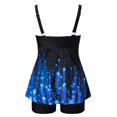 thumbnail image 3 of Tankini Swimsuits for Women Bikini Ladies Solid Pleated Color Bandage Split Bathing Suits, 3 of 3