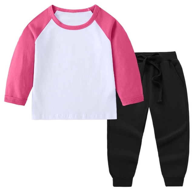 Survêtement pour Enfants, Haut à Manches Raglan et Col Rond avec Pantalon Jogger à Taille Élastique, Mélange Doux Polyester-Spandex pour un Jeu Confortable et un Usage Quotidien