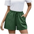 thumbnail image 1 of Timegard Cotton Linen Shorts for Women Elastic Waisted Drawstring Wide Leg Lounge Shorts with Pocket, 1 of 7