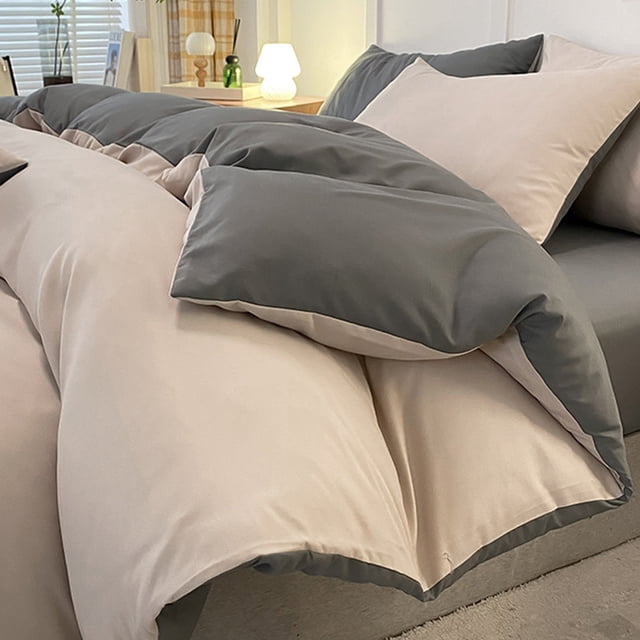 Queen Bedding Set under $5! CQCYD Queen Size Bedding Set, 4 Piece Bedding Collection, Washed Cotton Sheets, Teen Dorm Bedding, Comfortable Bed Set, Fresh Color Design, Complete Bedding Package