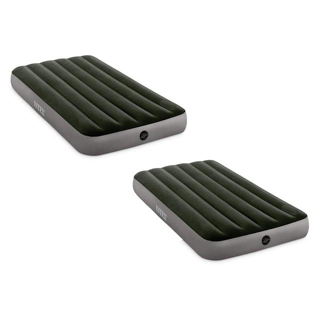 Intex 64763E Dura Beam Matelas Pneumatique Downy avec Pompe Intégrée, Grand Lit (Lot de 2). Cet Ensemble Comprend Deux Matelas Pneumatiques Gris Format Grand Lit avec Dessus Floqué et Côtés en Vinyle pour la Résistance à l'Eau. Chaque Matelas Comprend une Pompe à Pied Intégrée pour un Gonflage et un Dégonflage Faciles, Supporte jusqu'à 600 Livres et Mesure 60 x 80 x 10 Pouces. Convient à une Utilisation Intérieure et Extérieure, Idéal pour le camping Ou les Hébergements d'Invités.