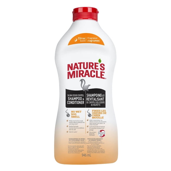 Nature’s Miracle Skunk Odor Control Shampoo & Conditioner (Citrus Scent) - 32oz Squeeze