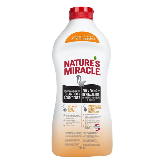 Nature's Miracle Shampooing et Revitalisant de Contrôle des Odeurs de Moufette (Fragrance d'Agrumes) - 32oz à Presser