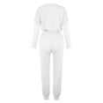 thumbnail image 3 of Mrat Women 2 Piece Outfit for Winter 2 Piece Jogging Sets Solid Polyester Long Sleeve Sweatsuits Sets Two Piece Track Suits Drawstring High Waist Pants Set Comfy Outfits A-White 4XL, 3 of 4
