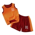 thumbnail image 1 of MIASHUI Ensemble Athlétique Ample pour Garçons avec Chandail à Manches Courtes et Shorts en Maille Active, Rouge, 7-8 Ans, 1 of 3