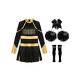 thumbnail image 1 of Eandarui Uniforme de Cheerleading pour Fille Robe Plissée à Manches Longues Tenue de Performance de Cheer d'École 5-16 Ans Or&Noir 12, 1 of 5