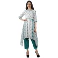 thumbnail image 1 of Moomaya Asymmetric Kurti With Pant Indian Tunic Tops Printed Kurti Set For Women, 1 of 6