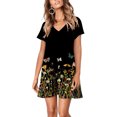 thumbnail image 1 of SMihono Robes d'Été Bohémiennes pour Femmes Grande Taille Mode Décontractée Col en V Imprimé Floral Manches Courtes Robe Ample, 1 of 7