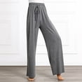 thumbnail image 2 of Diufon Straight Pants for Women Elastic High Waist Drawstring Pants Cotton Solid Color Lounge Wide Leg Pants, 2 of 6