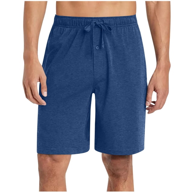 yoeyez Mens Athletic Shorts 7 Inch Inseam,Men's Solid Color Elastic Waist Button Shorts Casual Beach Shorts Summer Shorts Breathable Daily Basic Pants With Pockets Blue,M