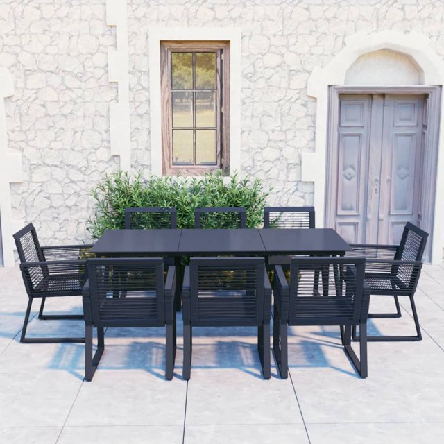 vidaXL Set de Salle à Manger Extérieur 9 Pièces en Rotin PVC Noir