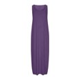 thumbnail image 3 of LOVZFMLL Robes pour Femmes Col Rond Uni Manches Courtes/sans Manches Robes Débardeur d'Été Décontractées Amples Plage Maxi Robes Soleil Violet Foncé A TTG, 3 of 4