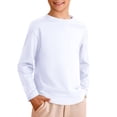 thumbnail image 2 of WUANDIXFA Chandail à Col Rond Unisexe pour Enfants, Garçons, Automne, Coton, Manches Longues, T-Shirts à Col Rond, Hauts, Blanc, 3-4 Ans, 2 of 4