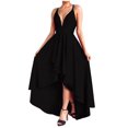 thumbnail image 1 of AherBiu Robe de Soirée pour Femmes à Bretelles Croisées, Dos Nu, Sans Manches, Col en V, à Volants, Fluide, Robe de Cocktail, 1 of 6