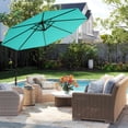 thumbnail image 3 of Costway 10 FT Patio Offset Umbrella with Easy Tilt Adjustment Crossed Base Vented Top Turquoise, 3 of 10