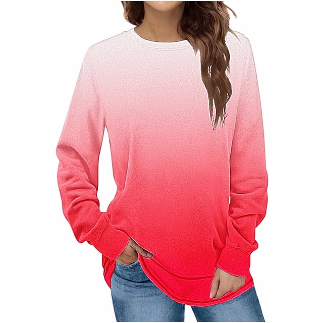 FAIWAD Womens Long Sleeve Ribbed Tunic Tops Round Neck Loose Side Split Button Decor T Shirts