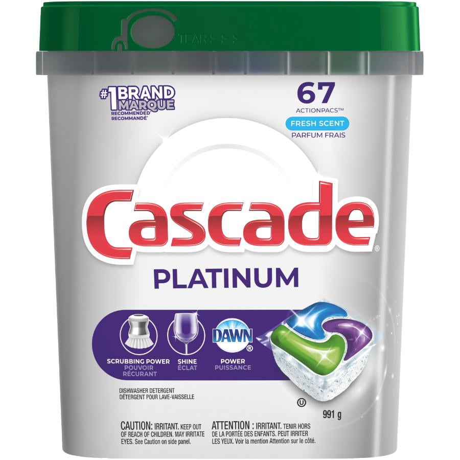 Cascade Platinum ActionPacs Dishwasher Detergent Pods, Fresh 67CT