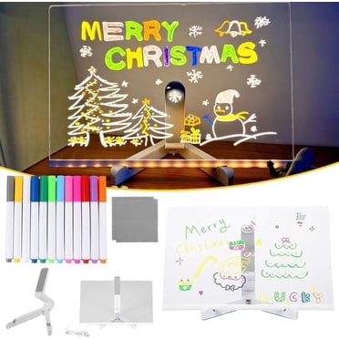 LucidboardLED Drawing Board,Lumiboard Doodle Glow Led Drawing Board for Kids,Acrylic Light Up Writing Boards with Stand,Acrylic Dry Erase Boarded,LEDNote Boards with 7Pen