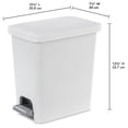 thumbnail image 2 of Sterilite Poubelle rectangulaire à pédale de 10 L, petite poubelle en plastique, ouverture mains libres, idéale pour la salle de bain, blanc, 2 of 8