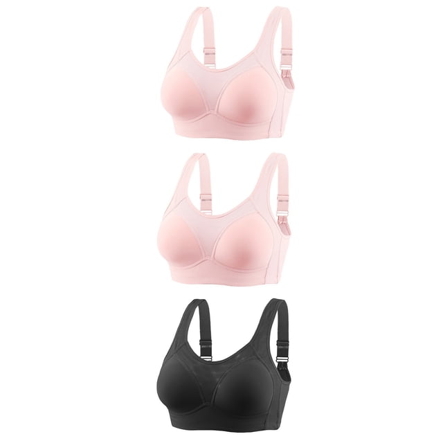 Timegard 3pc Bras for Women Wirefree Breathable Adjustable Strap Full Coverage High Support Comfort Bras