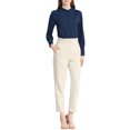 thumbnail image 2 of INSPIRE CHIC Women's Stand Collar Button Down Long Sleeve Shirts L Dark Blue, 2 of 6