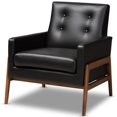 thumbnail image 1 of Baxton Studio Perris Fauteuil Lounge en Similicuir Noir et Noyer, 1 of 9