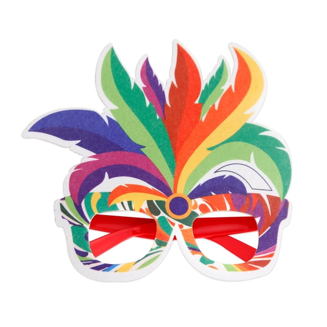 keepw DIY Plume Eyeglasses Frame Carnival Decoration Eyewear Photo Prop Colorful 1Set