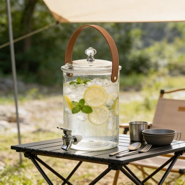 EGNMCR Distributeur d'Eau en Plastique Grande Capacité 2,3 L Ou 3,8 L Distributeur de Boissons avec Robinet Glace Contenant de Jus de Citron avec Couvercle Théière à Fruits Seau de Boisson au Lait de Citron Grande Capacité Bouilloire d'Eau Froide