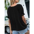 thumbnail image 4 of LSLJS T-Shirts pour Femmes Mode Femmes Décontracté Uni Manches Courtes Col en V T-Shirt en Dentelle Blouse Hauts, 4 of 9