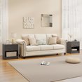 thumbnail image 4 of Gymax 2 PCS Nightstand w/ Drawer Side Table w/ Slide-out Drawer Open Storage Shelf Gray, 4 of 10