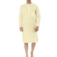 thumbnail image 1 of Virmaxy Robe Mi-Longue pour Homme d'Automne Musulmane Arabe Unie en Coton à Manches Longues avec Poche Col Montant à Boutons Haut Kaki Décontracté, 1 of 6
