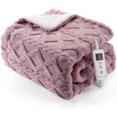 thumbnail image 1 of JoanKaren Heated Blanket Electric Throw 50"×60" with 10 Heating Levels & 10 Hours Timer,Fast Heating,Machine Washable,Dusty Pink, 1 of 9