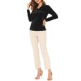 thumbnail image 2 of INSPIRE CHIC Blouse Haut en Velours à Col en V à Manches Longues pour Femme G Noir, 2 of 6