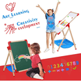 thumbnail image 2 of Urban Deco Art Easel for Kids Magnetic Wooden 18.9"x25.2" Double Sided Standing Toddlers Chalkboard - 360°Rotating Easel for Toddler Christmas Birthday Gift, 2 of 7